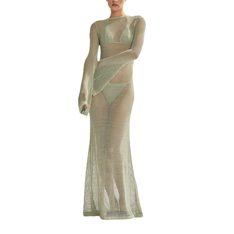Women's Beach Cover Up Maxi Dress with Crochet Knit Detail